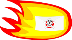The Dead Letter Queue burning letter with skull and cross-bones