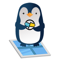 AMPS on WSL2 on Windows Cartoon penguin sitting on a window holding the 60East logo