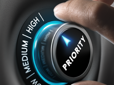 set message priority with priority queues dial labelled 'priority' with hand about to turn the dial